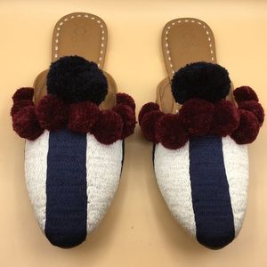Figue Frida Pompom Slides in Midnight Navy